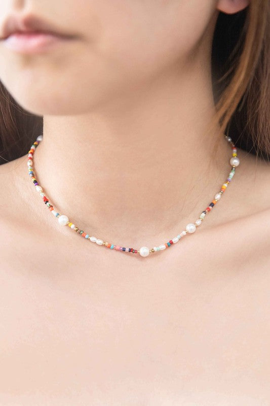 Festive Beaded Pearl Necklace